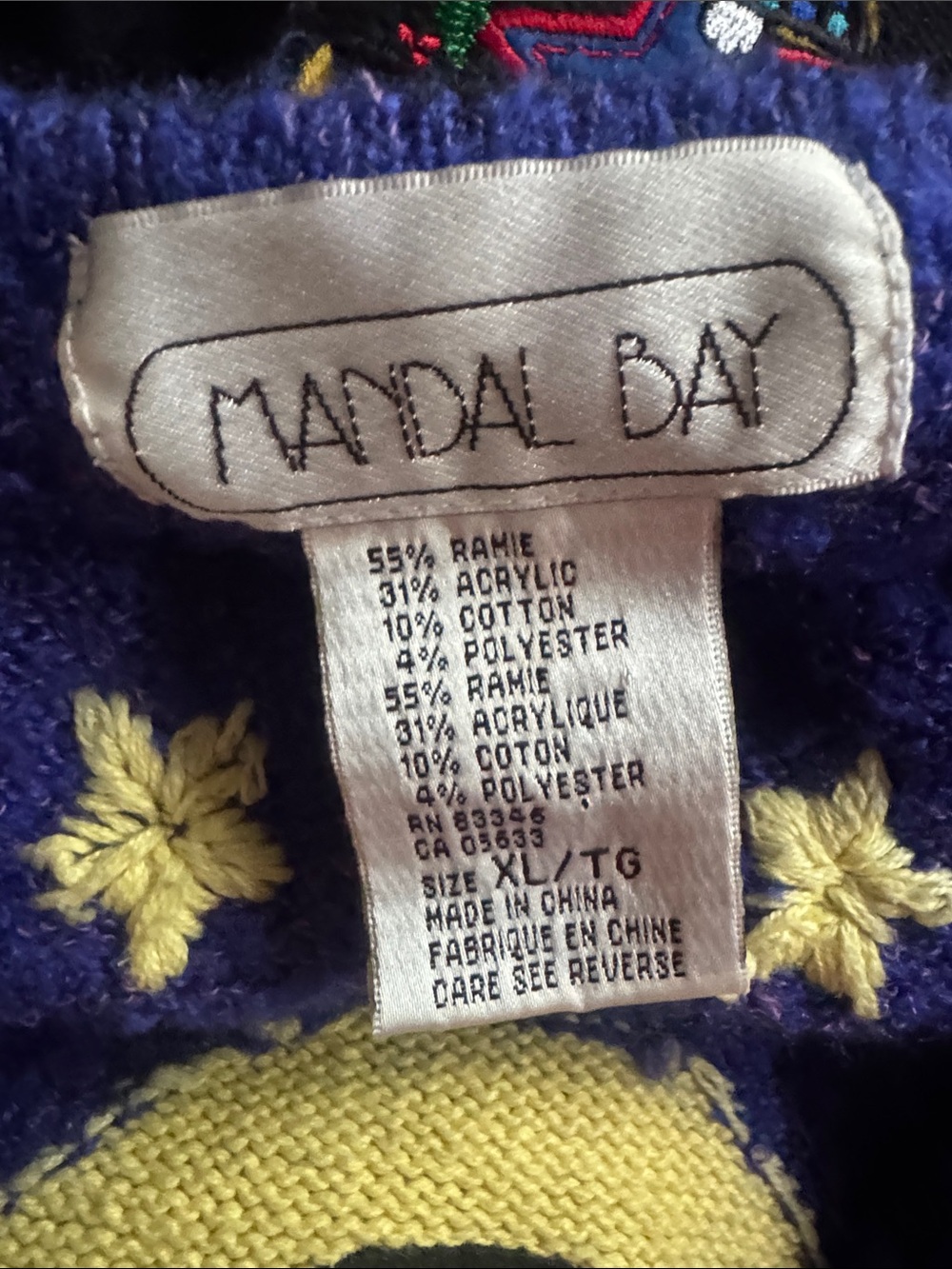 Mandal Bay Vintage 90s Halloween Zip Knit Cardigan Pumpkin Black Cat Bats XL - Picture 8 of 9